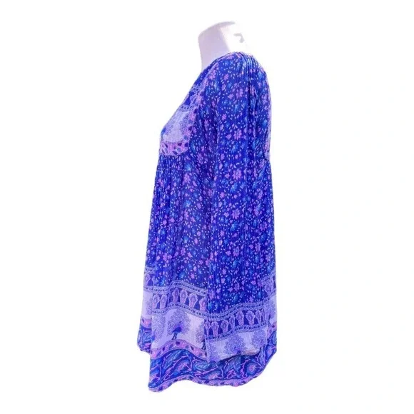 Vintage 70's India Blouse Tunic Peacock Boho Hippie Top Lightweight Geeta - Picture 9 of 13